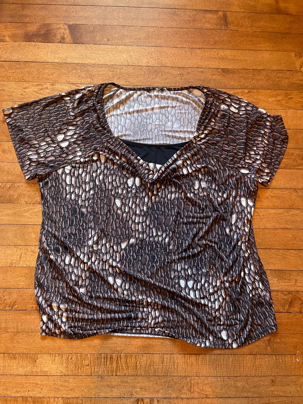 Brown Short sleeved stretch blouse size 4X